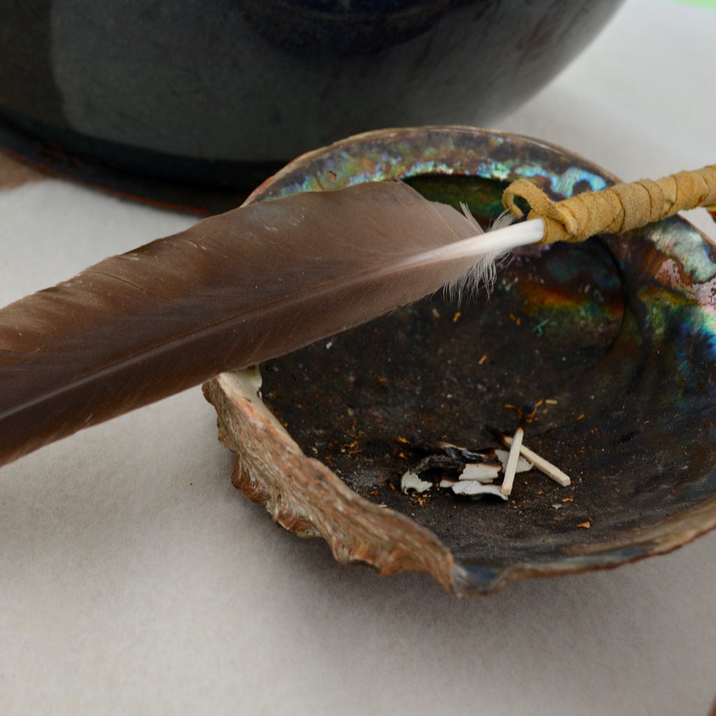 Smudge shell and feather